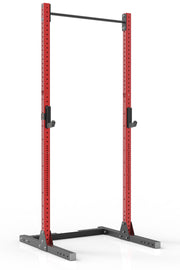 111 red coated steel squat rack with pull up bar and j-cups from iron bull strength