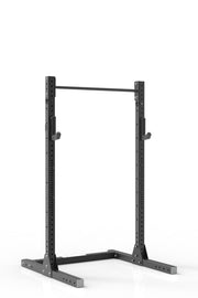 81 black coated steel squat rack with pull up bar and j-cups from iron bull strength