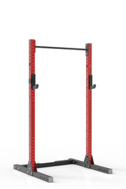 87 red coated steel squat rack with pull up bar and j-cups from iron bull strength