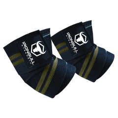 black-army-green iron bull strength elbow wraps for bench press