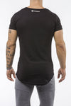 black gym t-shirt scoop neck stretch cotton