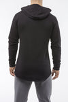 black long sleeves pullover hoodie with zip pockets