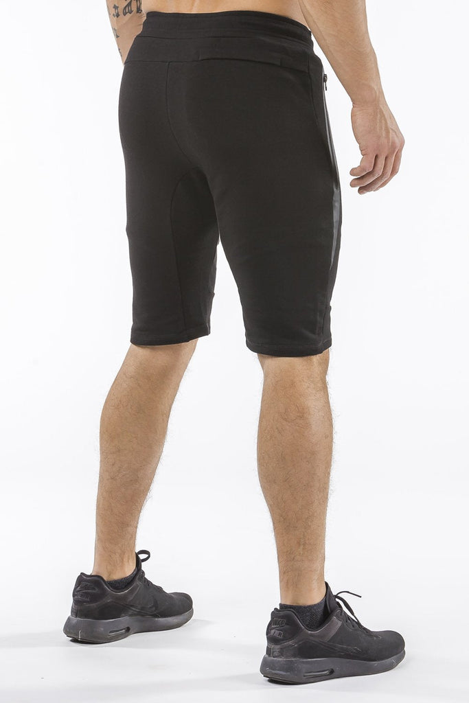 black tapered fit shorts for fitness