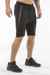 black sports shorts with pocket zip