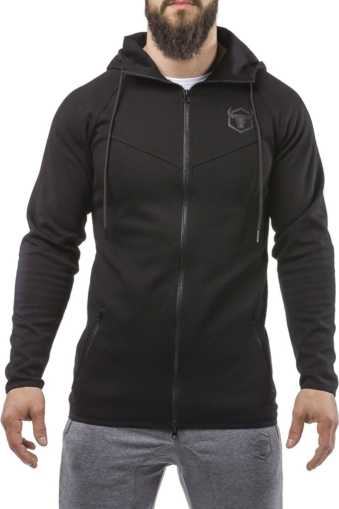 black all seasons good looking zip up hoodie muscle fit