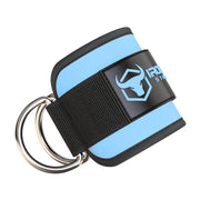 sky-blue iron bull strength nylon ankle straps