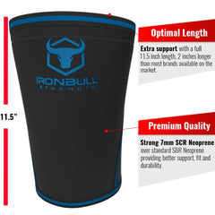 black-blue iron bull strength 7mm knee sleeves features