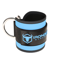 sky-blue iron bull strength nylon ankle straps