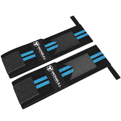 black-cyan wrist support wraps to lift heavier at the gym