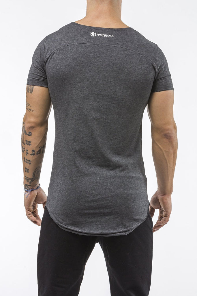 charcoal gym t-shirt scoop neck stretch cotton