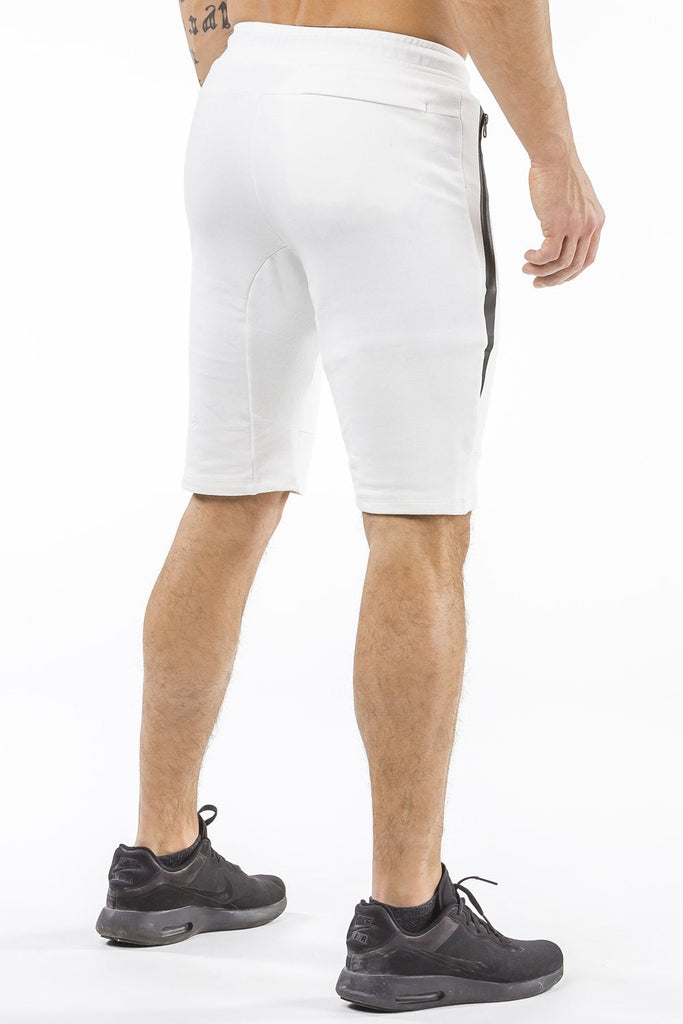 cream tapered fit shorts for fitness