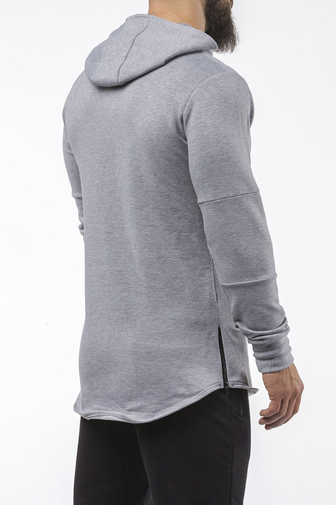 gray tapered fit hoodie bodybuilder strongman