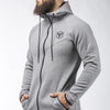 gray long sleeves zip up hoodie with zip pockets