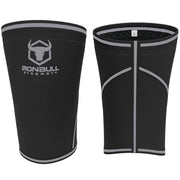 black-gray iron bull strength 7mm knee sleeves front and back