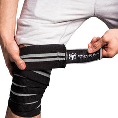 black-gray knee wraps compression secures articulation