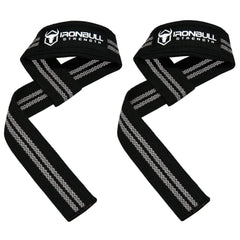 black-gray lifting support straps for powerlifting