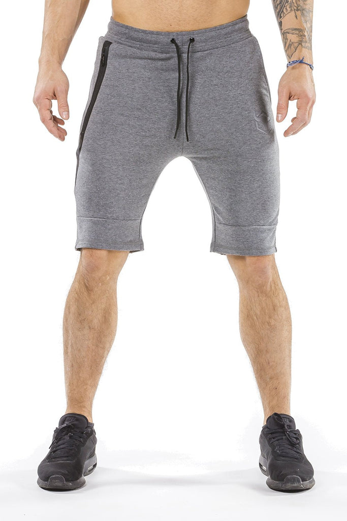 gray classic zip shorts from iron bull strength