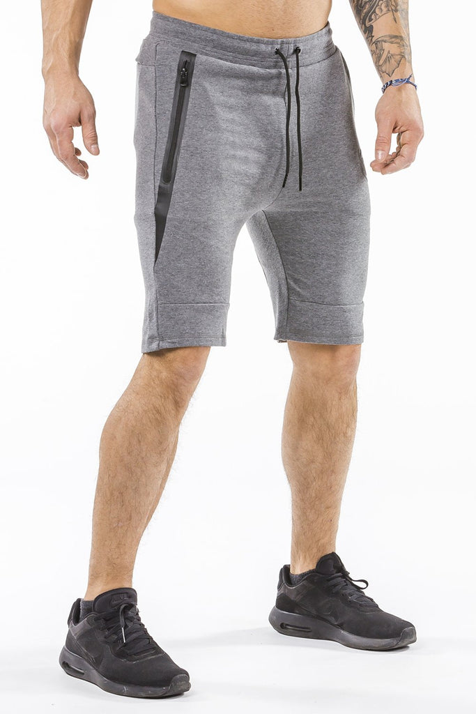 gray sports shorts with pocket zip