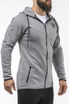 gray zip up sports hoodie iron bull strength