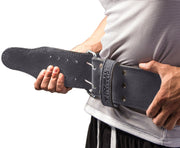 gray powerlifting belt waist fit iron bull strength