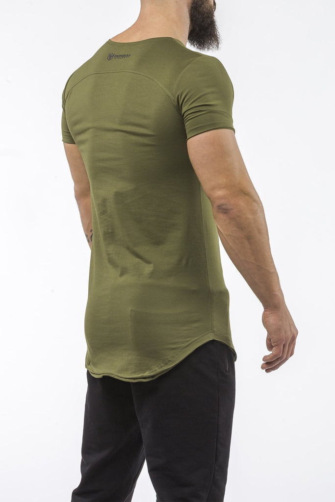 army-green gym t-shirt scoop neck breathable shirt