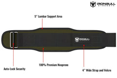 army-green ironbullstrength 5in weightlifting belt features