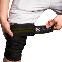 black-army-green knee wraps compression secures articulation