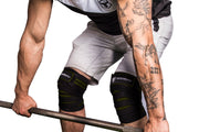 black-army-green knee wraps protects during deadlift