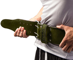army-green powerlifting belt waist fit iron bull strength