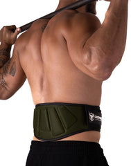 army-green padded squat and powerlifting belt