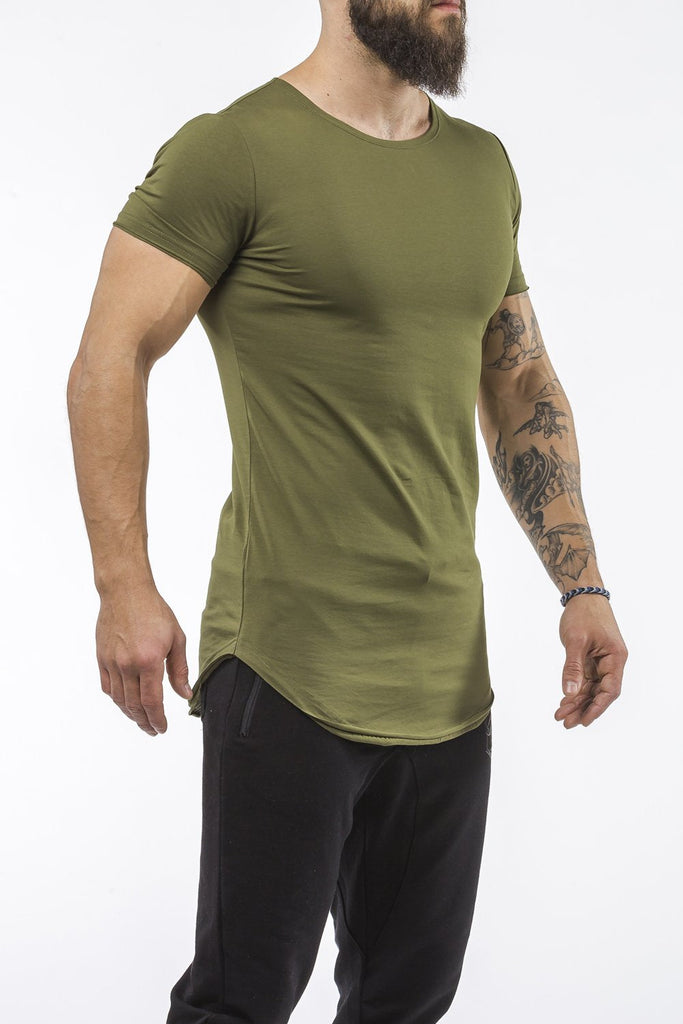 army-green workout t-shirt o-neck comfortable shirt