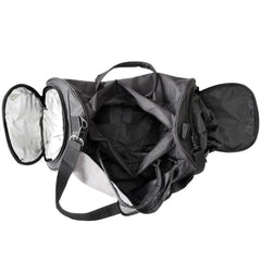 black gym bag multiple storage compartments showcase