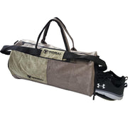 army-green gym duffle bag shoes compartment