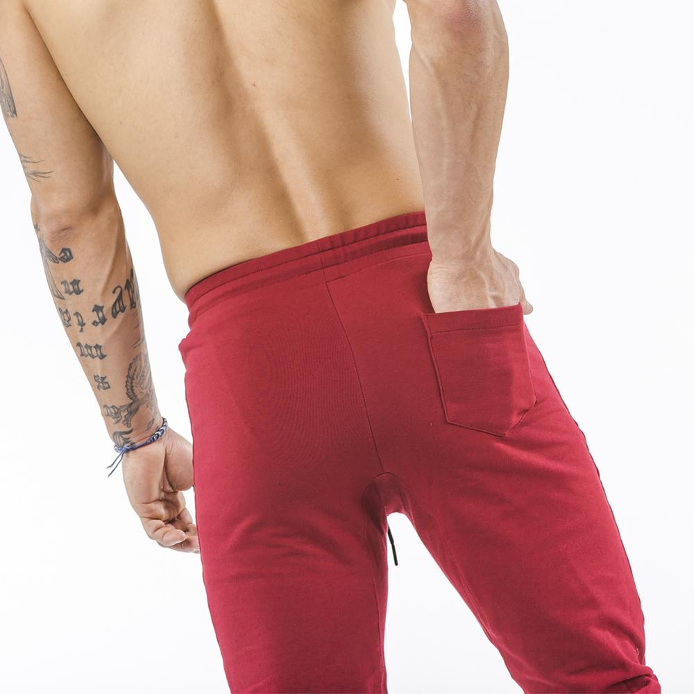 burgundy tapered fit joggers classic zip back pocket