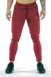 burgundy men joggers classic zip front with lace