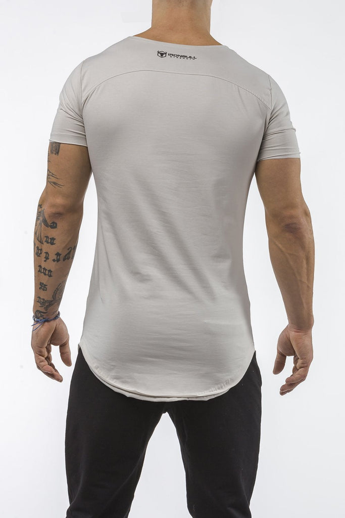light-gray gym t-shirt scoop neck stretch cotton