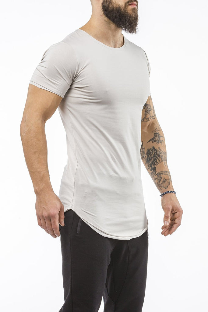 light-gray workout t-shirt o-neck comfortable shirt