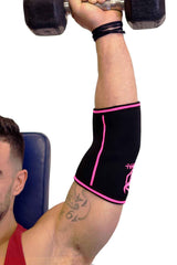 black-pink elbow sleeves for weight lifting