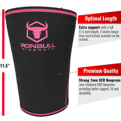 black-pink iron bull strength 7mm knee sleeves features