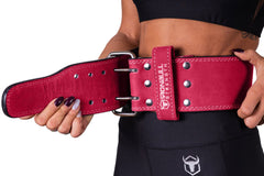 pink powerlifting belt waist fit iron bull strength