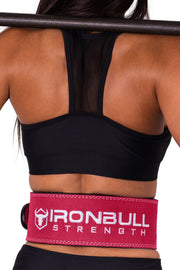 pink squat and deadlift belt iron bull strength