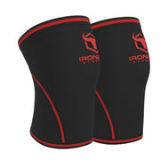 black-red iron bull strength 7mm knee sleeves side view