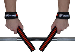black-red lifting straps improves your grip on barbell