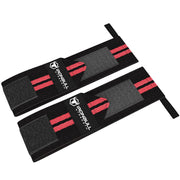 black-red wrist support wraps to lift heavier at the gym