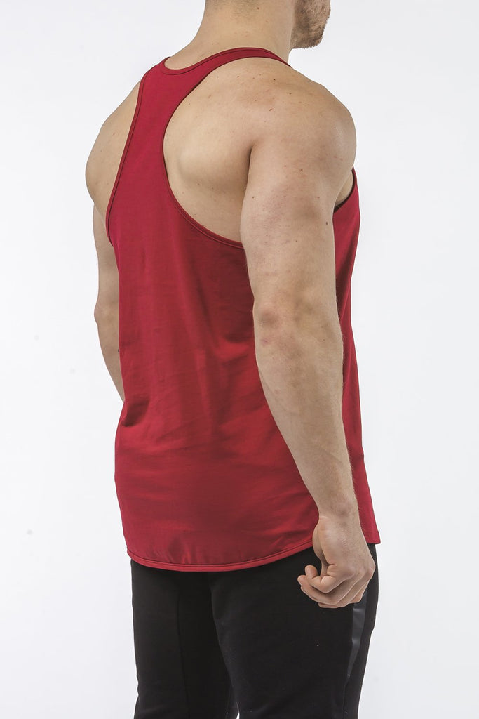 burgundy gym stringer sportswear Y back side