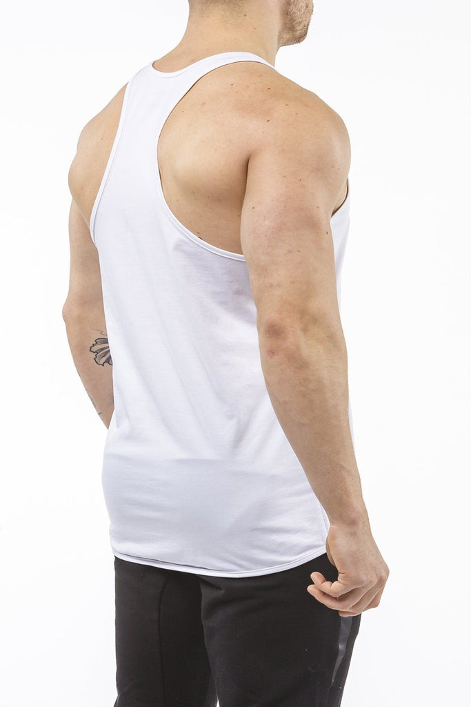 white gym stringer sportswear Y back side