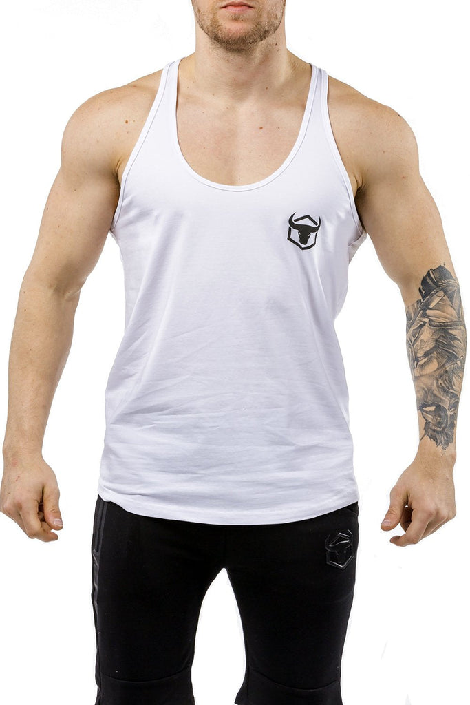 white workout stringer muscle iron bull strength front
