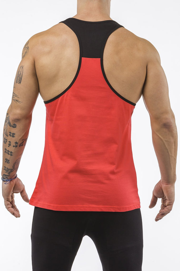 red-black gym tank top unleash the beast back