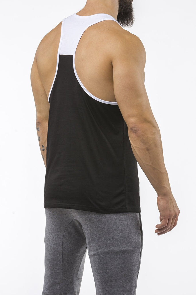 black-white gym stringer sportswear back side