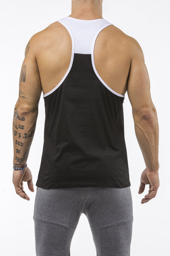 black-white gym tank top unleash the beast back